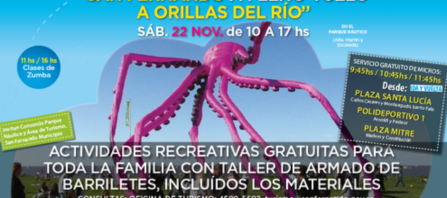 Barrileteada familiar a orillas del río