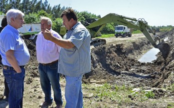 Luis Andreotti visitó las obras del Zanjón Fate y el reservorio anexo