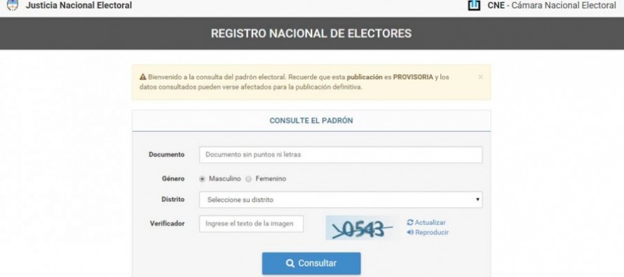 Ya se pueden consultar los padrones provisorios para las elecciones primarias