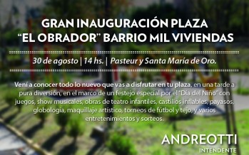 Mañana se inaugura la plaza “El Obrador” del barrio Mil Viviendas