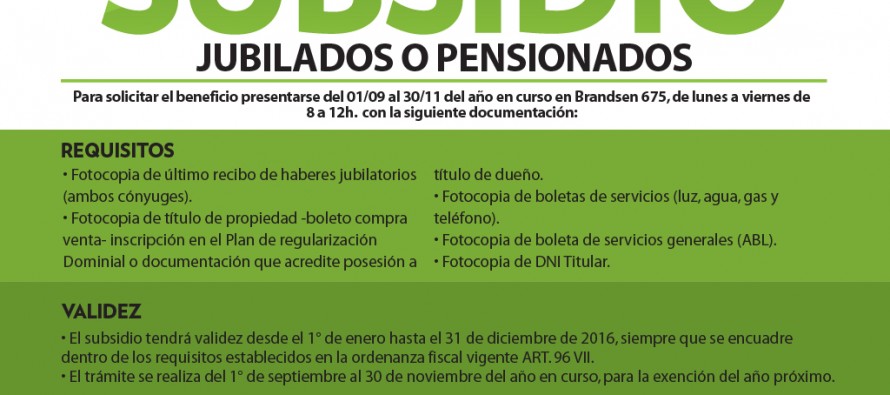 La Comuna eximirá del cobro de sus tasas a más jubilados y pensionados