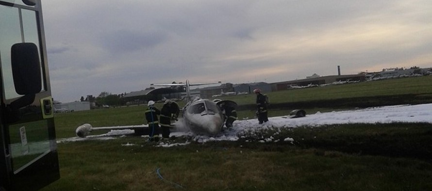 Un avión se despistó y prendió fuego en San Fernando
