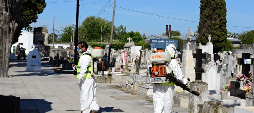 Operativo de fumigación en el cementerio municipal para prevenir el dengue