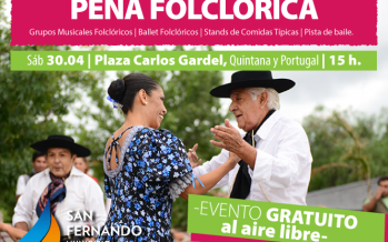 Peña folklórica en la plaza Carlos Gardel