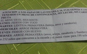 Comedores escolares: confirma Vidal que mantiene igual valor per cápita que 2015 con inflación interanual del 40%