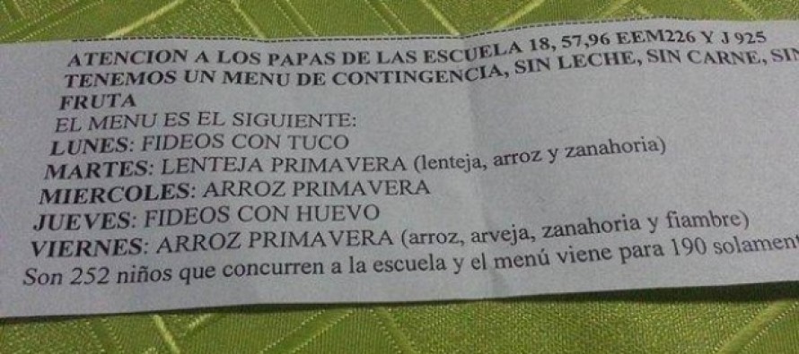 Comedores escolares: confirma Vidal que mantiene igual valor per cápita que 2015 con inflación interanual del 40%