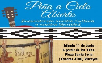 Peña folclórica en la plaza Santa Lucía del barrio Fate
