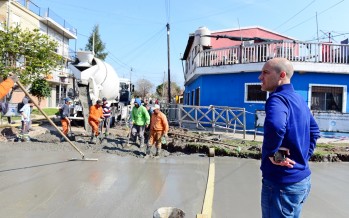 Renovaron el hormigón deteriorado por la suba de las napas en la intersección de Gandolfo y Guatemala