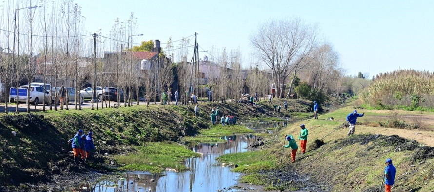 Tareas de limpieza en el zanjón Fate