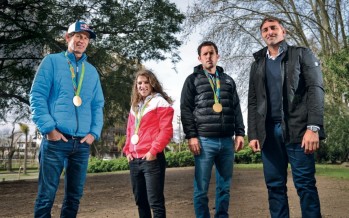Los oros olímpicos Santiago Lange, Paula Pareto, Pedro Ibarra y Carlos Retegui, juntos en una entrevista