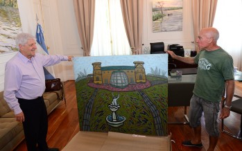 El artista Burone Risso le regaló un cuadro al municipio que representa el Palacio Sans Souci