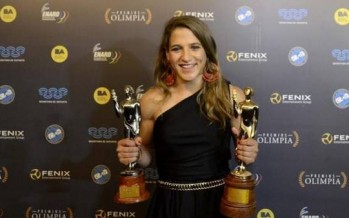 Paula Pareto, Pedro Ibarra, Lucía Palermo y Omar de Andrés en los premios Olimpia