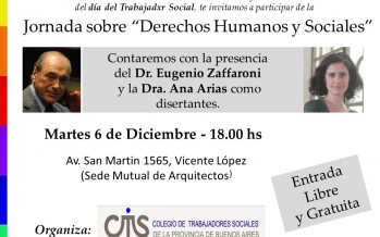 Raúl Zaffaroni participará de la Jornada sobre Derechos Humanos y Sociales