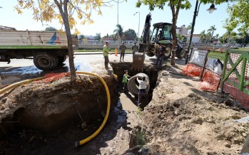 Obras hidráulicas en el centro comercial de calle Colón