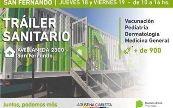Hoy y mañana estará el Trailer Sanitario de Provincia en Virreyes