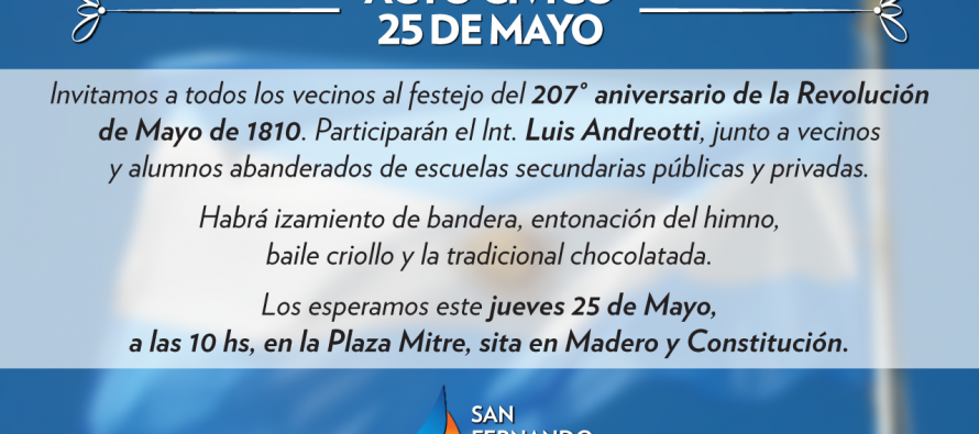 Mañana se celebrará el Día de la Patria en la Plaza Mitre