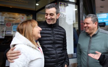 Florencio Randazzo recorrió comercios de la calle Constitución y una fábrica de muebles en Canal junto a Gustavo Aguilera