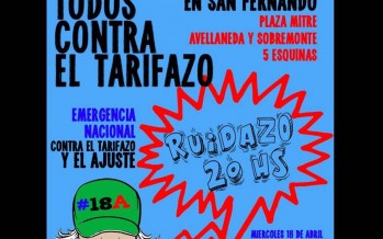 Hoy habrá protestas contra el tarifazo en las 5 esquinas, Plaza Mitre y Sobremonte y Avellaneda