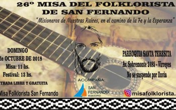 Llega la 26° Misa del Folklorista de San Fernando a la Parroquia Santa Teresita con el show de La Callejera