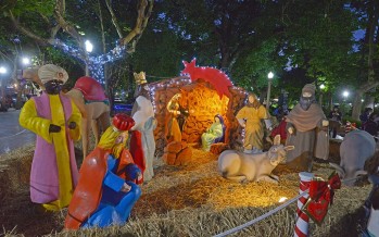 Ya están instalados el árbol de Navidad y un pesebre en la Plaza Mitre