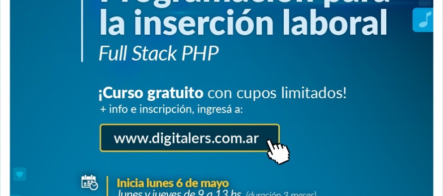 Abierta la inscripción a jóvenes de nuestra ciudad para el curso de programación para la inserción laboral