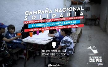 Campaña de donación de leche en polvo en Plaza Mitre