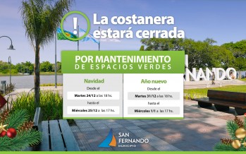 Por tareas de mantenimiento, la Costanera Municipal permanecerá cerrada durante las fiestas