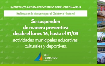 Coronavirus: se suspenden preventivamente las actividades de los polideportivos, centros educativos y culturales