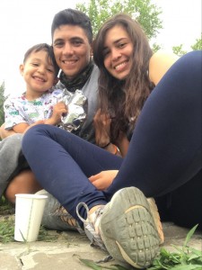 Familia que viajó en bicicleta