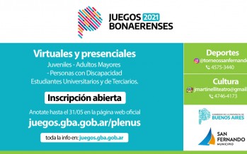 Abierta la inscripción para los Juegos Bonaerenses 2021 en disciplinas culturales y deportivas