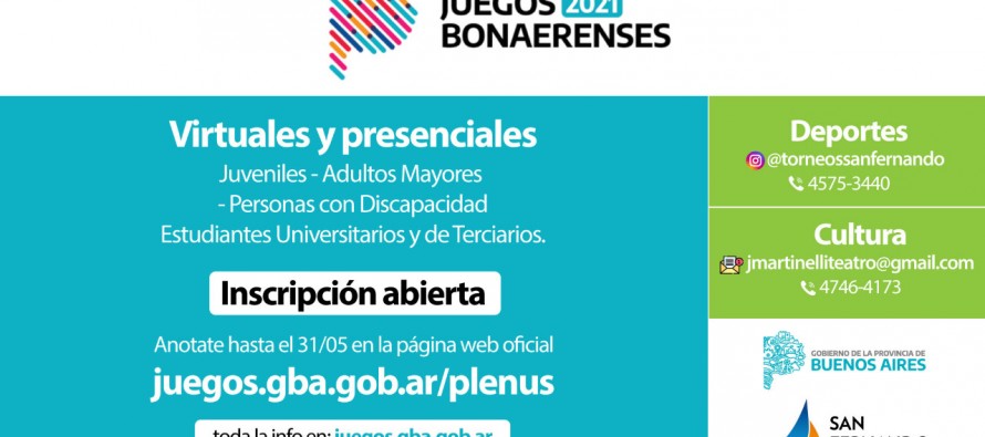 Abierta la inscripción a los Juegos Bonaerenses de Deporte y Cultura