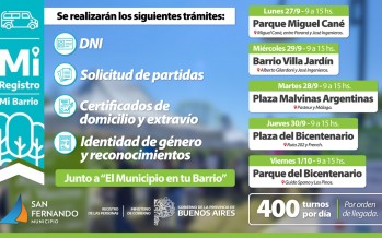 Esta semana se desplegarán operativos de DNI y trámites en distintas plazas de nuestra ciudad