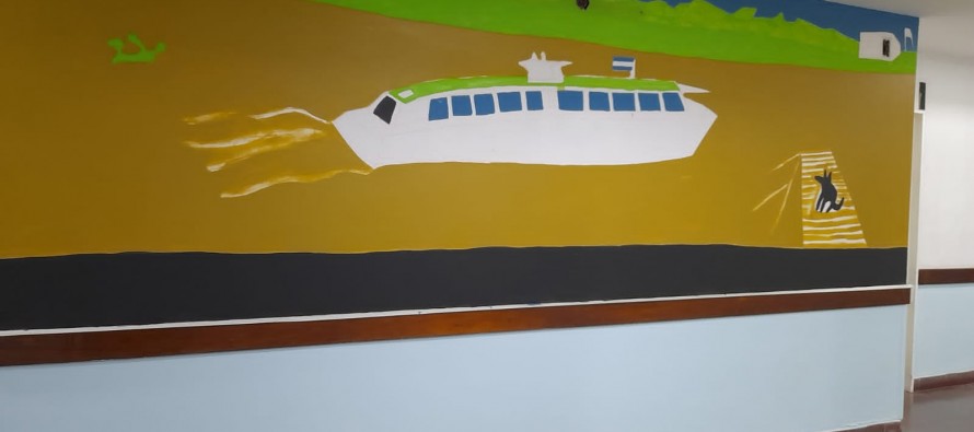 Burone Risso comenzó a pintar un mural en el Hospital Cordero