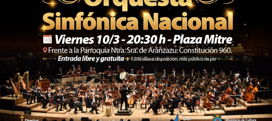 Este viernes se presenta la Orquesta Sinfónica Nacional en plaza Mitre