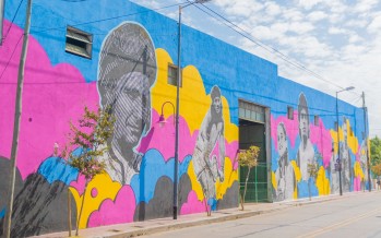 Juan Andreotti y Paula Pareto visitaron el nuevo mural homenaje a los grandes deportistas argentinos