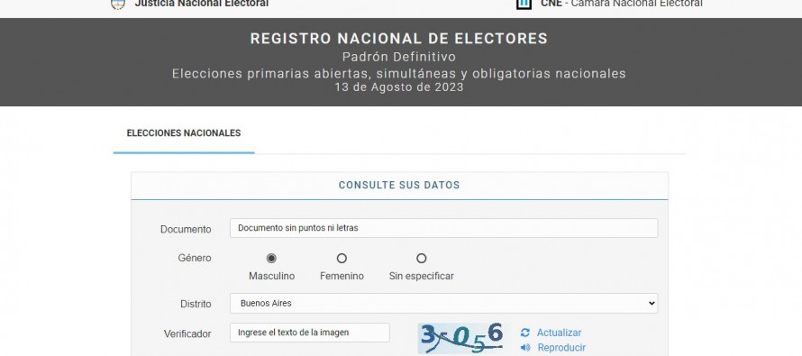 ¿Dónde voto? Consultá el padrón electoral para las elecciones PASO