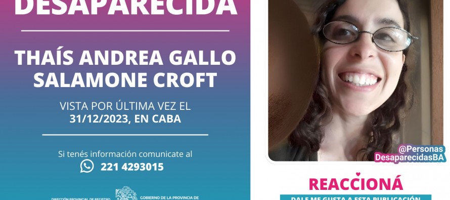 Se busca el paradero de una vecina de Victoria