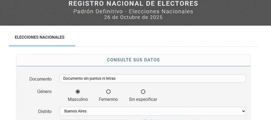Dónde voto: la Cámara Nacional Electoral publicó el padrón para las elecciones del 26 de octubre