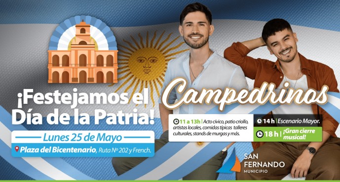 En la Plaza del Bicentenario se festejará el 25 de Mayo con “Campedrinos” y un acto cívico