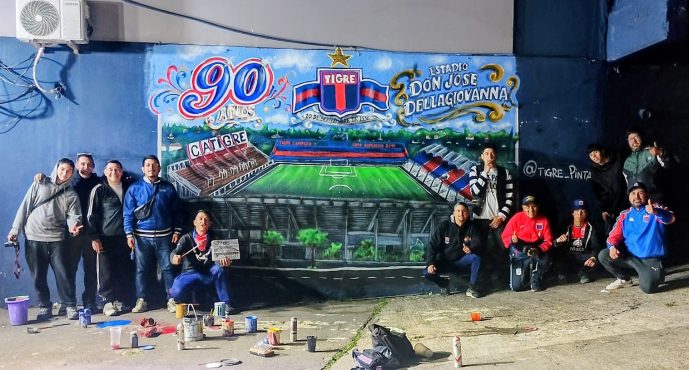 Tigre Pinta inauguró un nuevo mural que conmemora los 90 años del Estadio Dellagiovanna